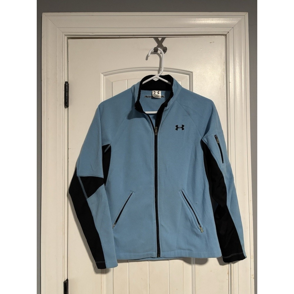 Under Armour Fleece Jacket Women's Medium Blue Full Zip Mock Neck Shacket